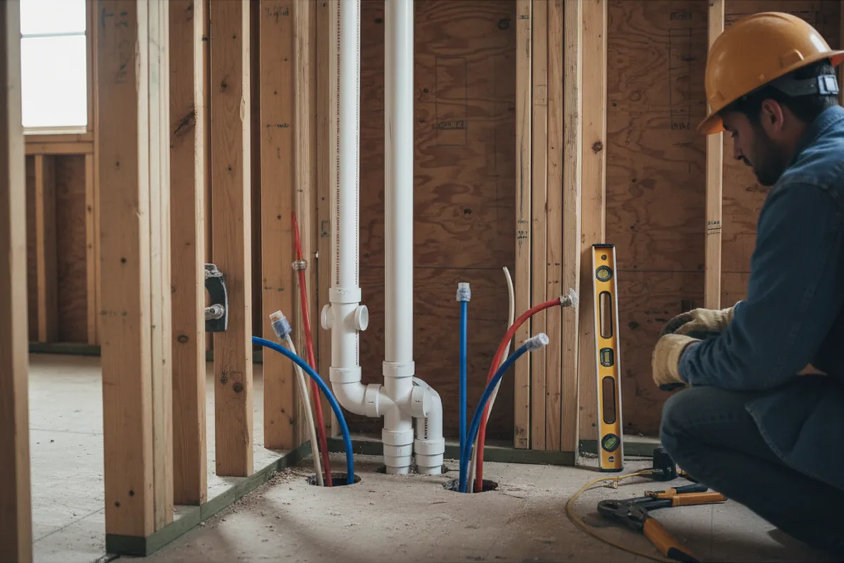 Drain and supply rough-in during Leak Detection in Onyx