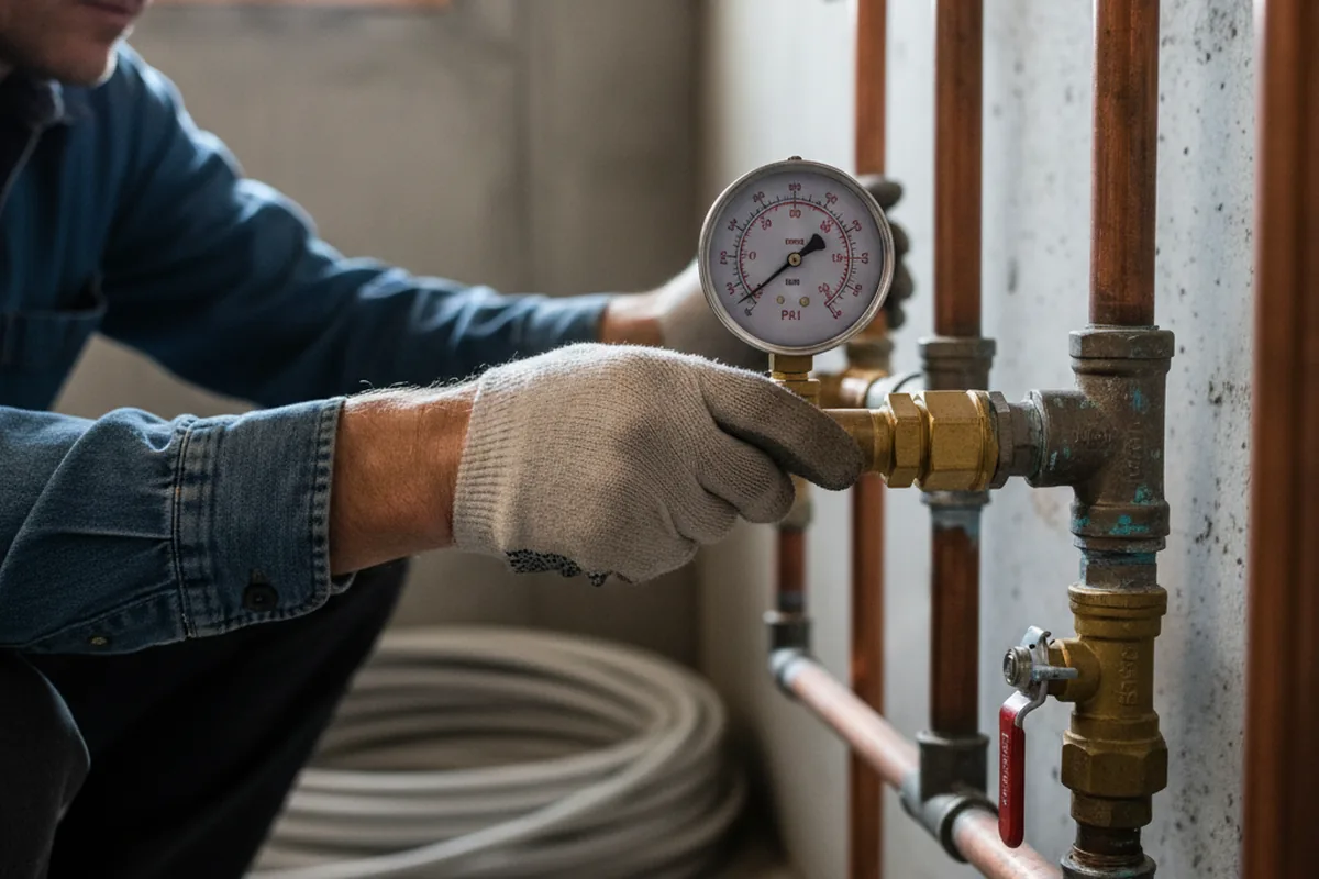 Pressure testing a repaired line during Water Line Repair in Onyx